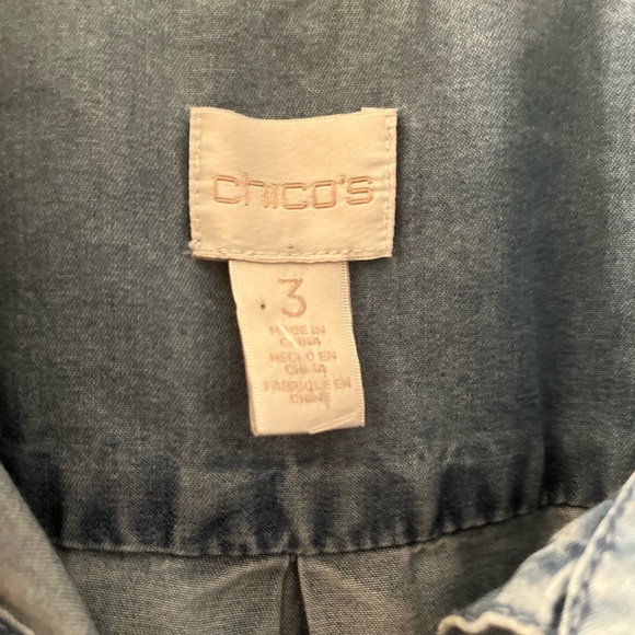 Chico's Gold Studded Blue Denim Shirt - Picture 3 of 5